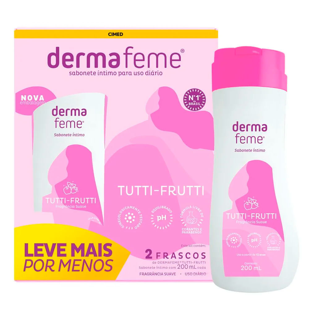 Sabonete Íntimo Dermafeme Teen com 2 Unidades de 200ml cada - Oferta na Shopee
