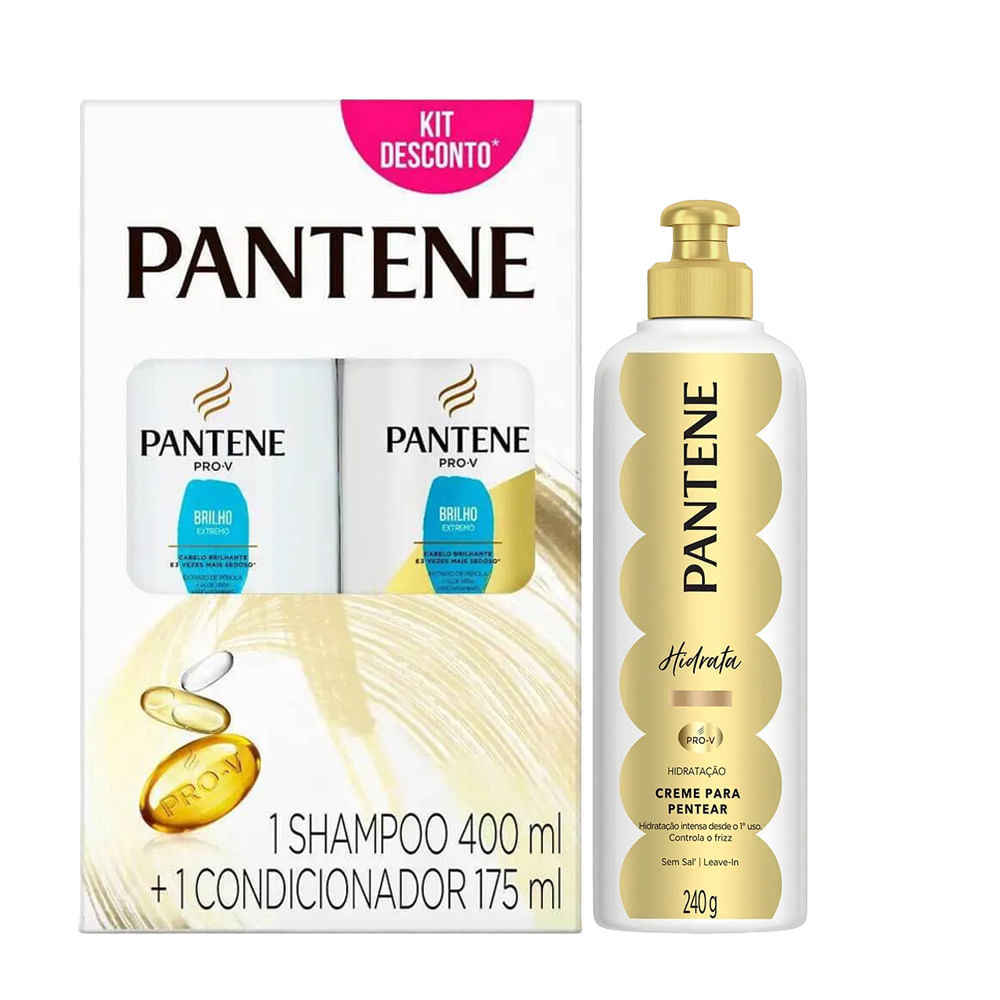 Kit Pantene Brilho Extremo Shampoo 400ml + Condicionador 175ml + Creme Para Pentear 240g Kit Pantene Brilho Extremo Shampoo 400ml + Condicionador 175ml + Creme Para Pentear 240g - Oferta na Shopee