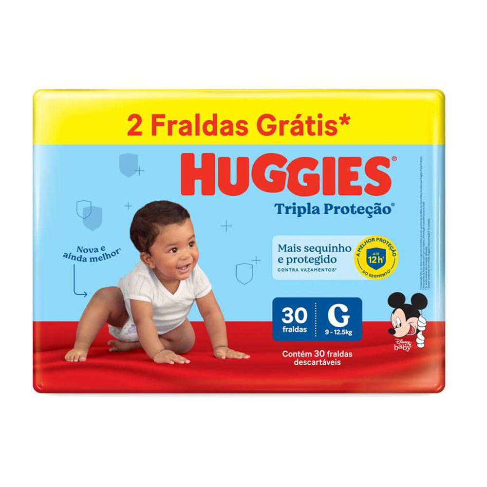 Fralda Descartável Huggies Tripla Proteção Meguinha G - 30 Tiras - Oferta na Shopee