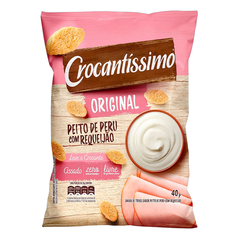 Snack Crocantíssimo Original Sabor Peito de Peru com Requeijão 40g - Oferta na Shopee