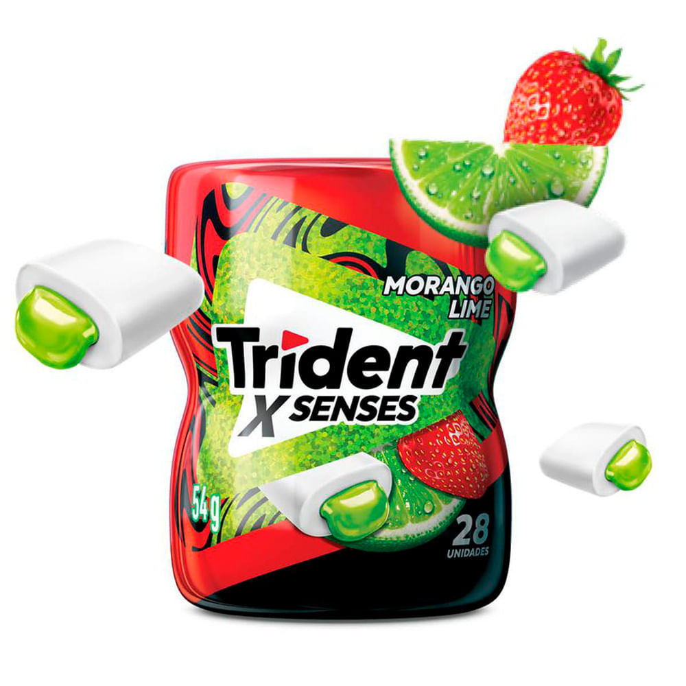 Chiclete Trident X Senses Sabor Morango Lime Sem Açúcar 54g Chiclete Trident X Senses Sabor Morango Lime Sem Açúcar 54g - Oferta na Shopee