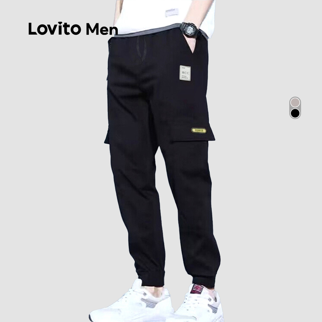 Lovito Men Calções Casuais de Cordão para Primavera/verão para homens LNE114050 - Oferta na Shopee