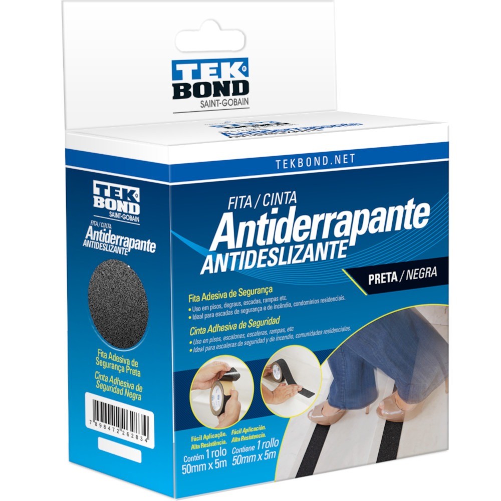 Fita adesiva antiderrapante preta 50 mm x 5 m - TekBond Fita adesiva antiderrapante preta 50 mm x 5 m - TekBond - Oferta na Shopee
