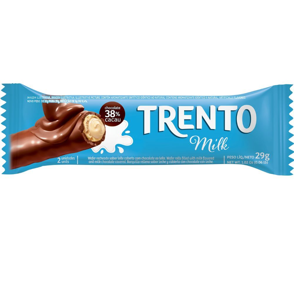 Chocolate Trento Milk Sabor Leite Coberto com Chocolate ao Leite 29g - Oferta na Shopee