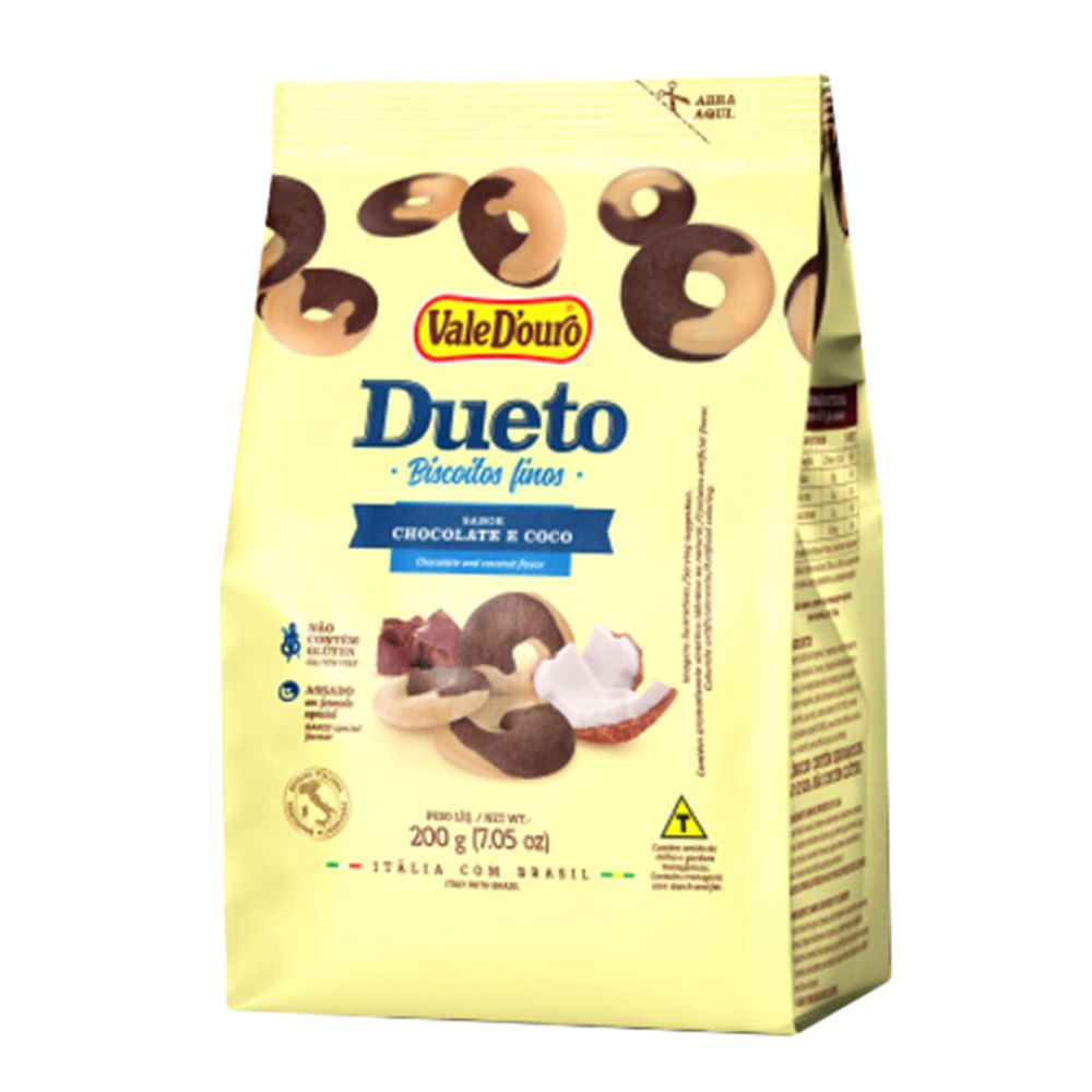 Biscoito Dueto Vale D'Ouro Chocolate com Coco 200g - Oferta na Shopee