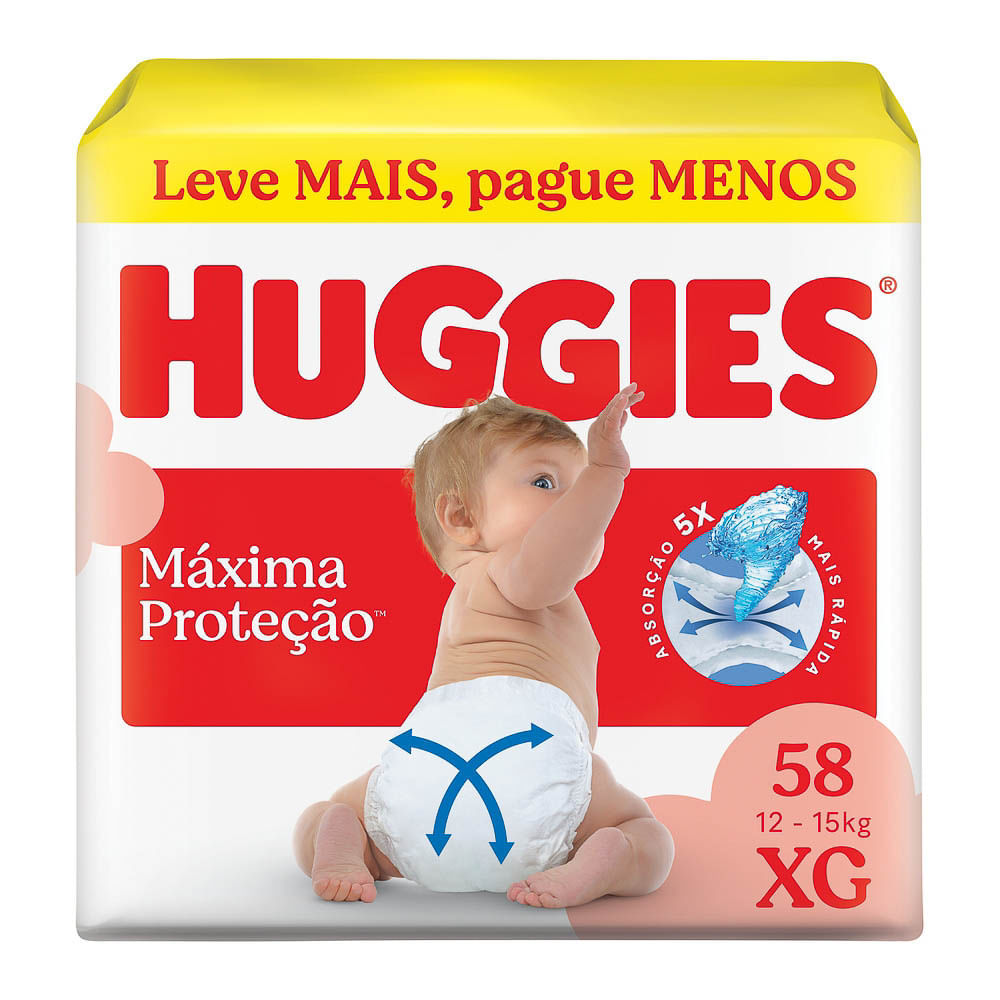 Fralda Huggies Supreme Care Máxima Proteção Tamanho XG 58 Unidades Descartáveis - Oferta na Shopee