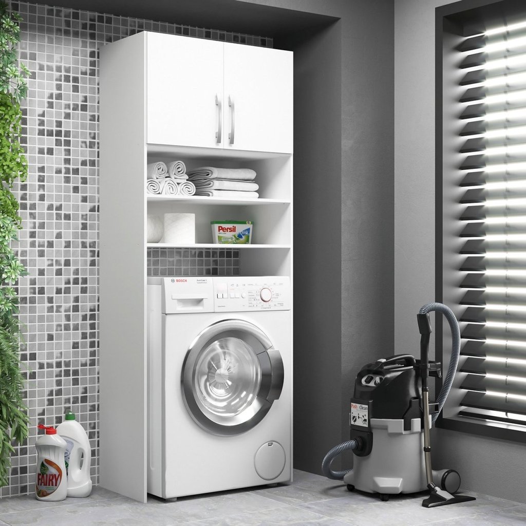 Armário Multiuso Lavanderia 2 Portas 3 Nichos Branco Armário Multiuso Lavanderia 2 Portas 3 Nichos Branco - Oferta na Shopee