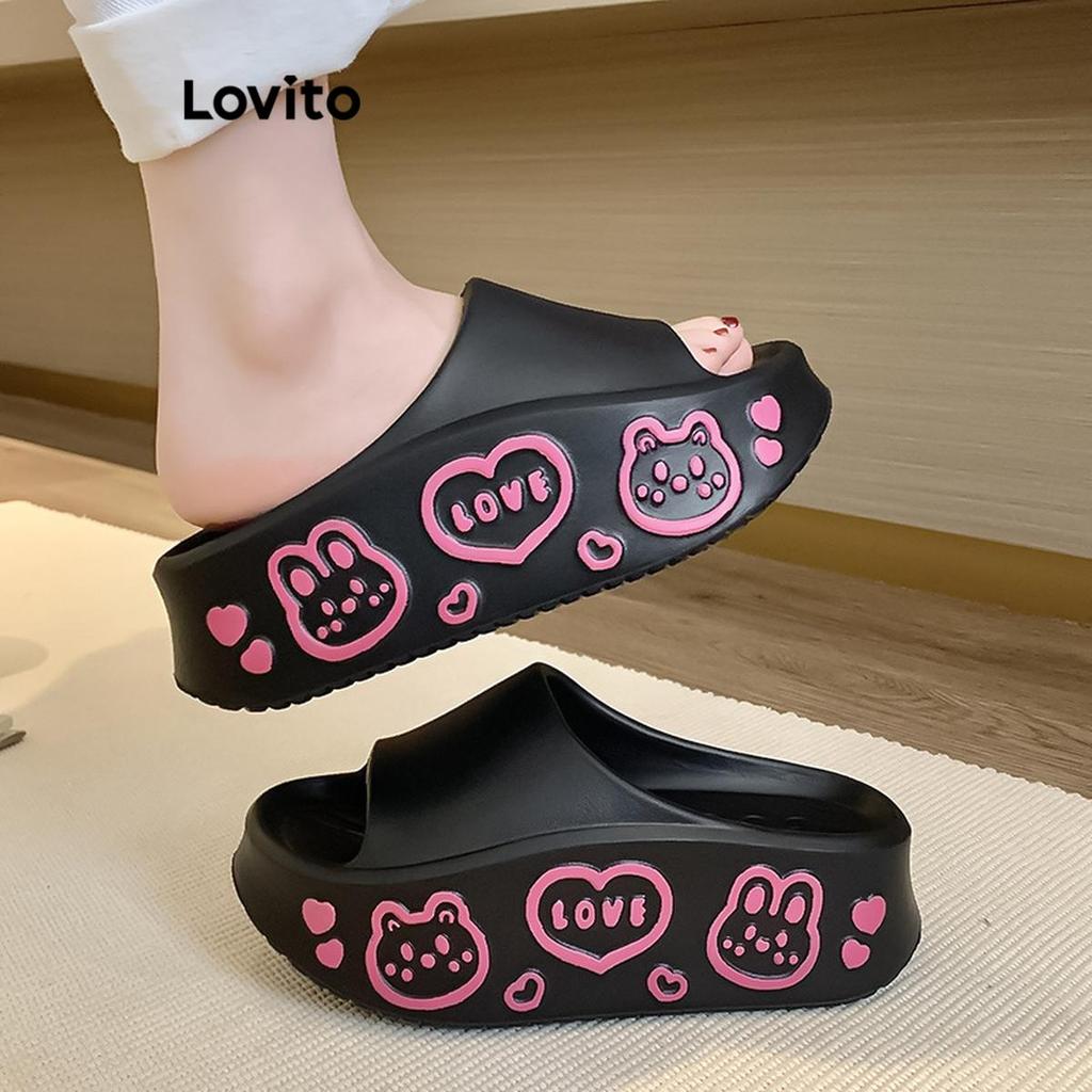 Lovito Sandálias planas casuais de desenho animado coração Colorblock para mulheres LFA69129 Lovito Sandálias planas casuais de desenho animado coração Colorblock para mulheres LFA69129 - Oferta na Shopee