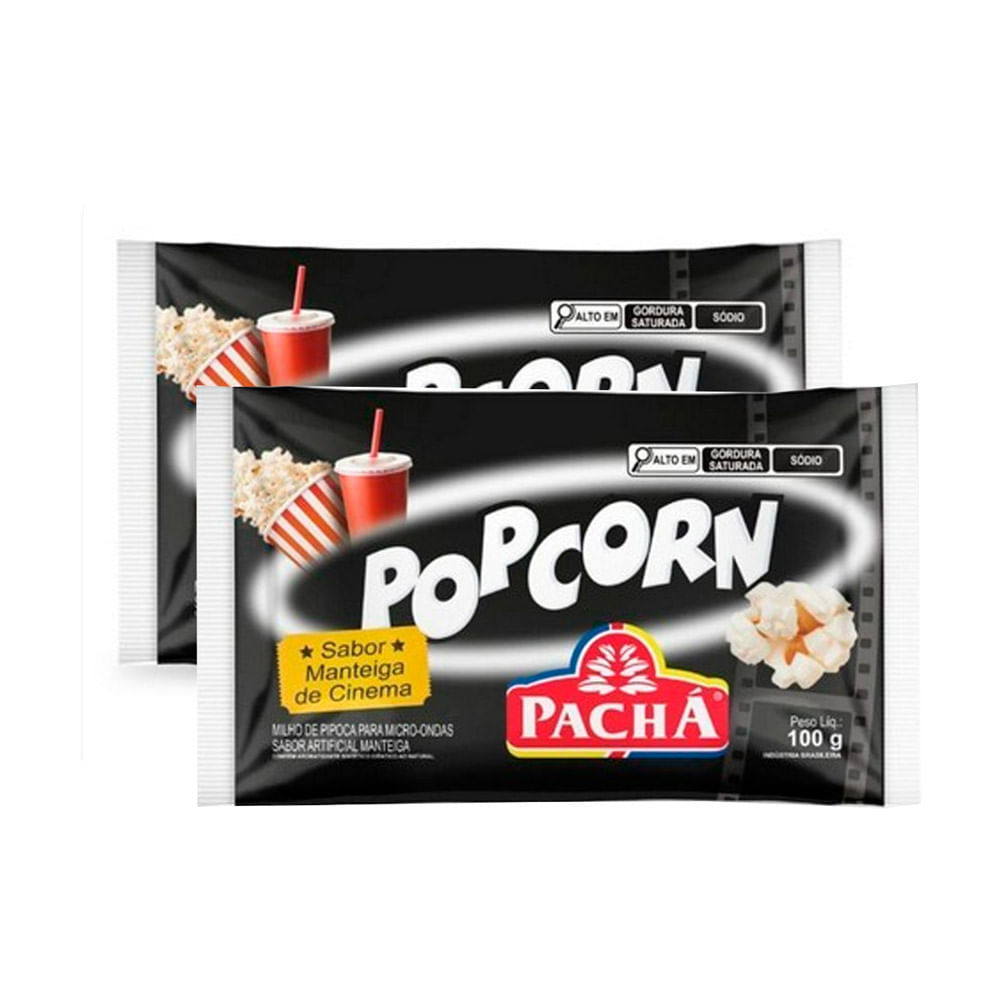 Kit 2 Pipoca para Microondas Pop Corn Pachá Sabor Manteiga de Cinema 100g - Oferta na Shopee