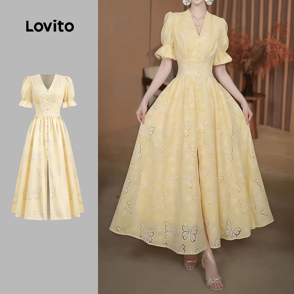 Lovito Vestido Elegante de Alface com Acabamento em Fivela de Metal Primavera/verão Vestido amarelo L154ED1117 Lovito Vestido Elegante de Alface com Acabamento em Fivela de Metal Primavera/verão Vestido amarelo L154ED1117 - Oferta na Shopee
