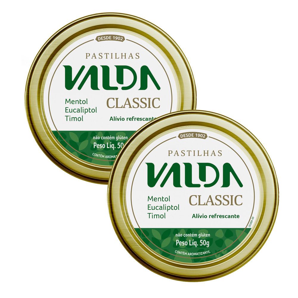 Kit 2 Pastilha Valda Classic 50g - Oferta na Shopee