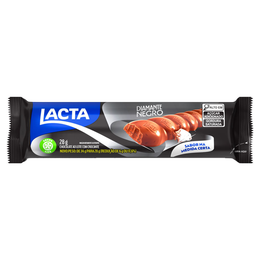Chocolate ao Leite Lacta Diamante Negro 28g - Oferta na Shopee