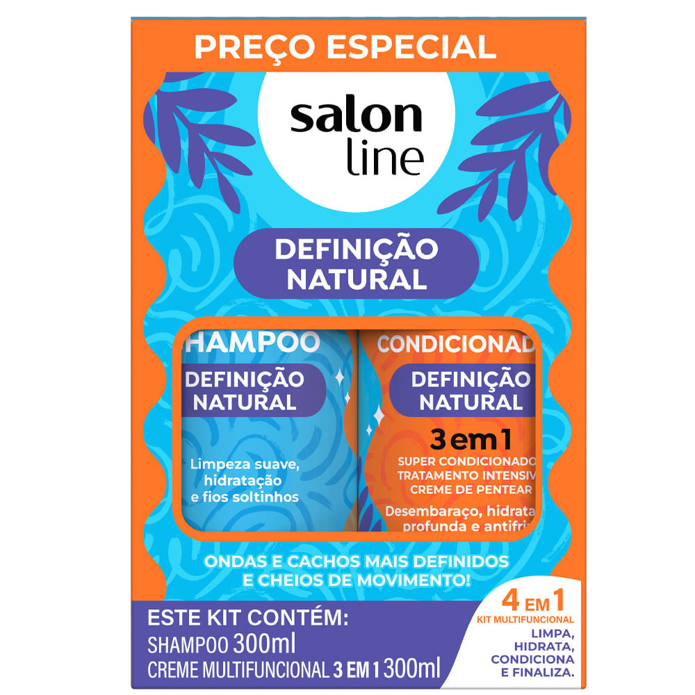 Kit Salon Line Shampoo + Creme Multifuncional Definição Natural 300ml Kit Salon Line Shampoo + Creme Multifuncional Definição Natural 300ml - Oferta na Shopee