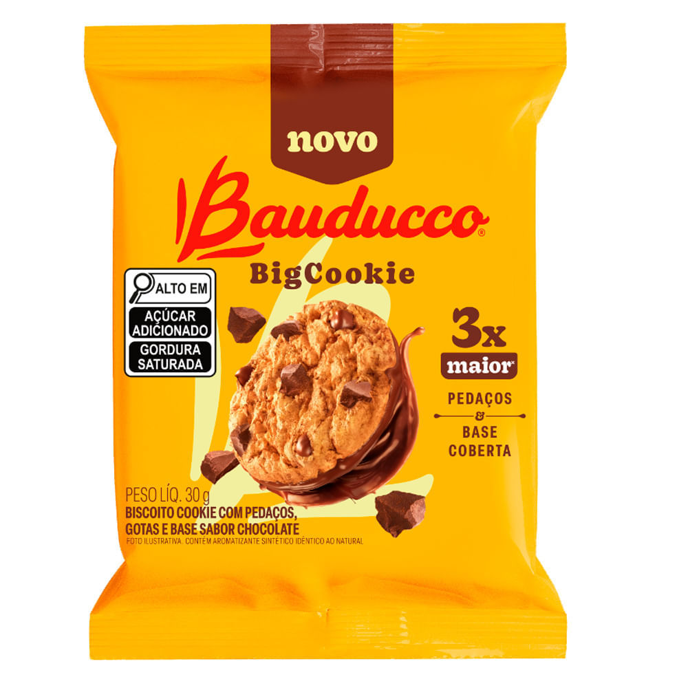 Big Cookies Bauducco com Pedaços Gotas e Base Sabor de Chocolate 30g - Oferta na Shopee