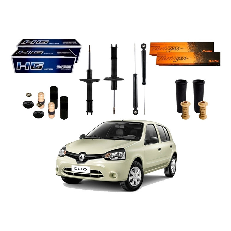 Kit Amortecedor Dianteiro Traseiro, Clio 1.0 2013 A 2016 Kit Amortecedor Dianteiro Traseiro