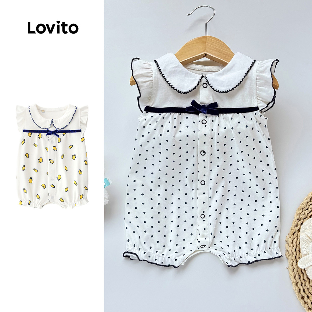 (NEW) Lovito Kids Body de Bebê Fofo com Laço Botões e Bloqueio de Cores Perfeito para a primavera/verão LNL119149 - Oferta na Shopee
