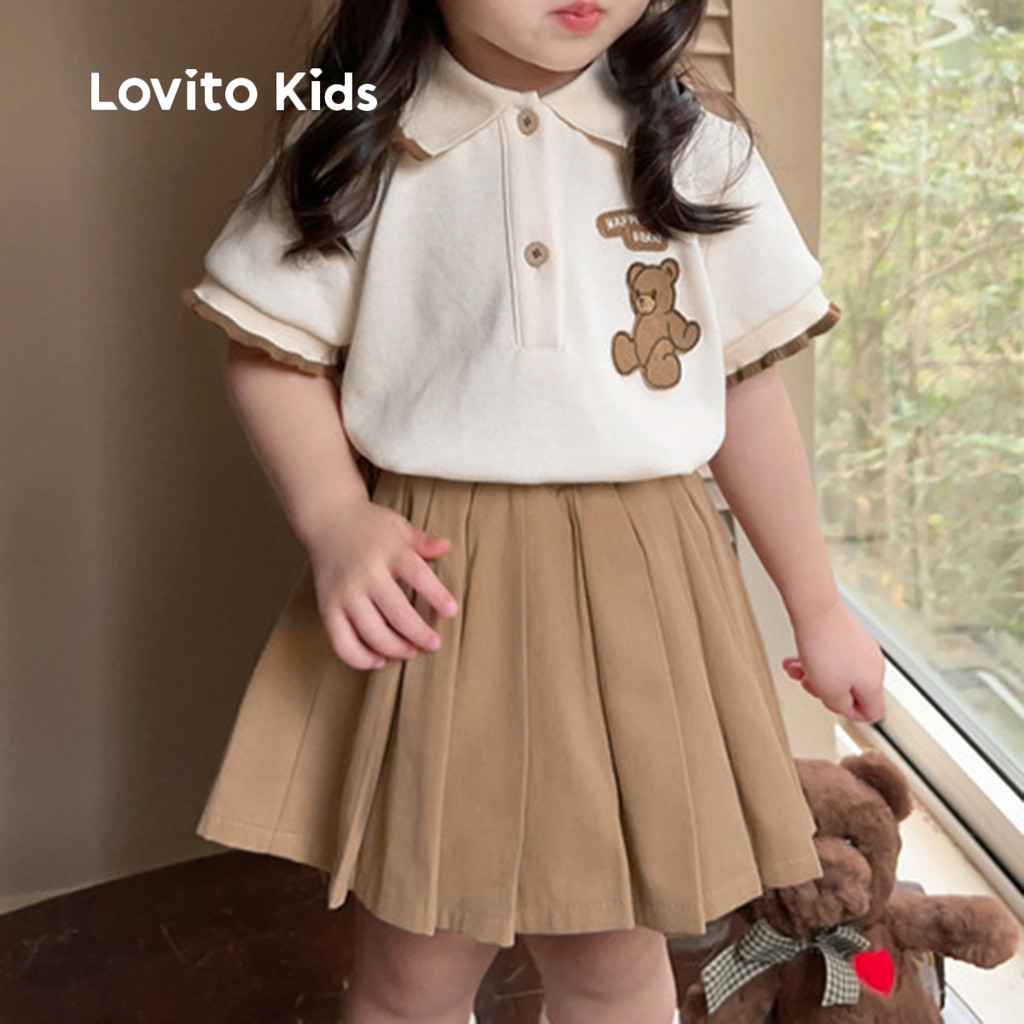 (New) Lovito Kids Conjuntos de Saia Fofos com Padrão de Blocos de Cores para Primavera/verão multicolorido LNL115054 - Oferta na Shopee
