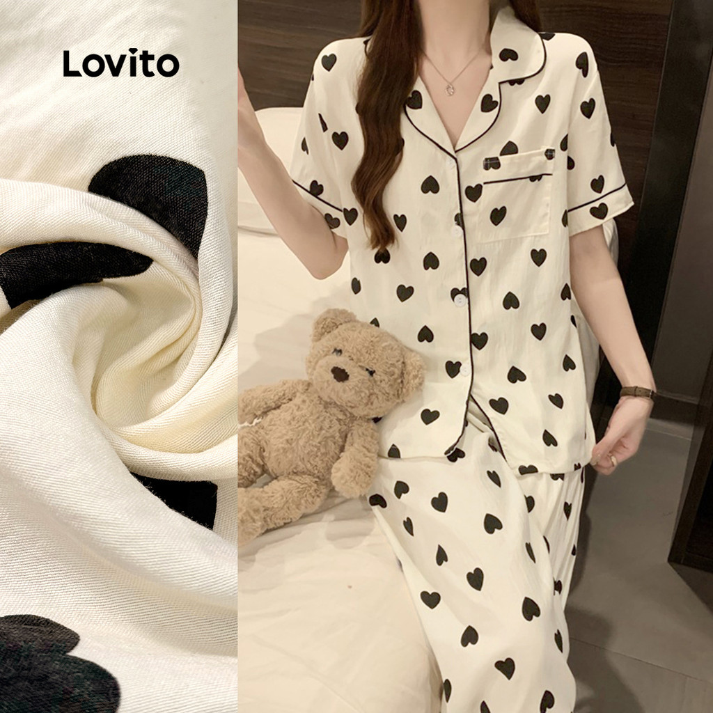 (NEW4) Lovito Conjuntos Casuais de Pijama Coloridos Primavera/verão para Mulheres LNE113098 - Oferta na Shopee