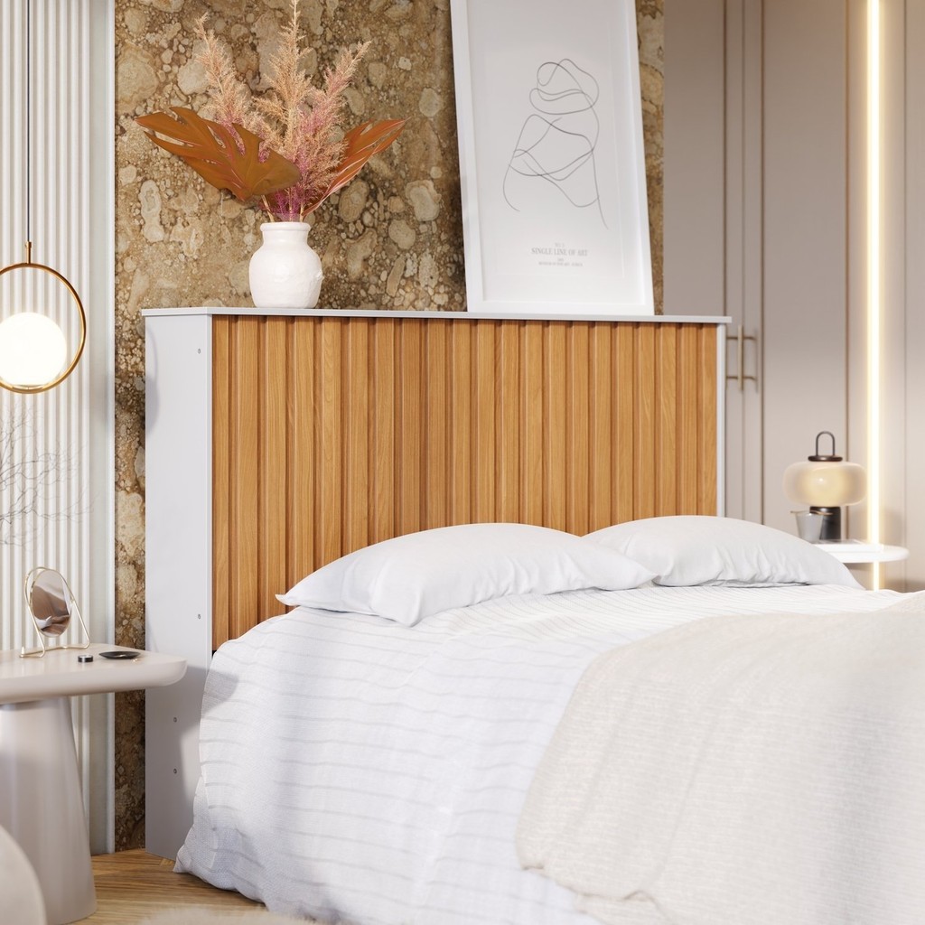 Cabeceira para Cama Queen Ripado Detroit Off White/Nature Cabeceira para Cama Queen Ripado Detroit Off White/Nature - Oferta na Shopee