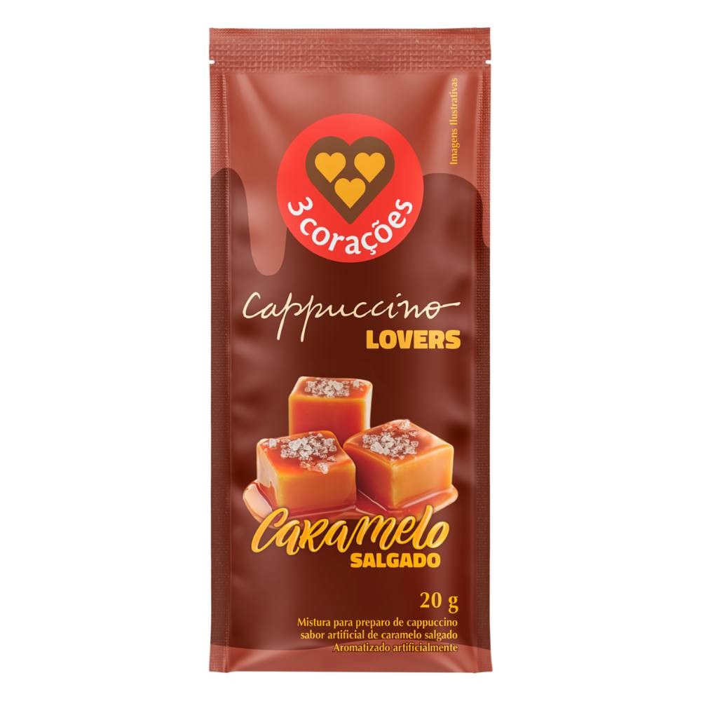 Cappuccino 3 Corações Lovers Caramelo Salgado Sachê 20g - Oferta na Shopee
