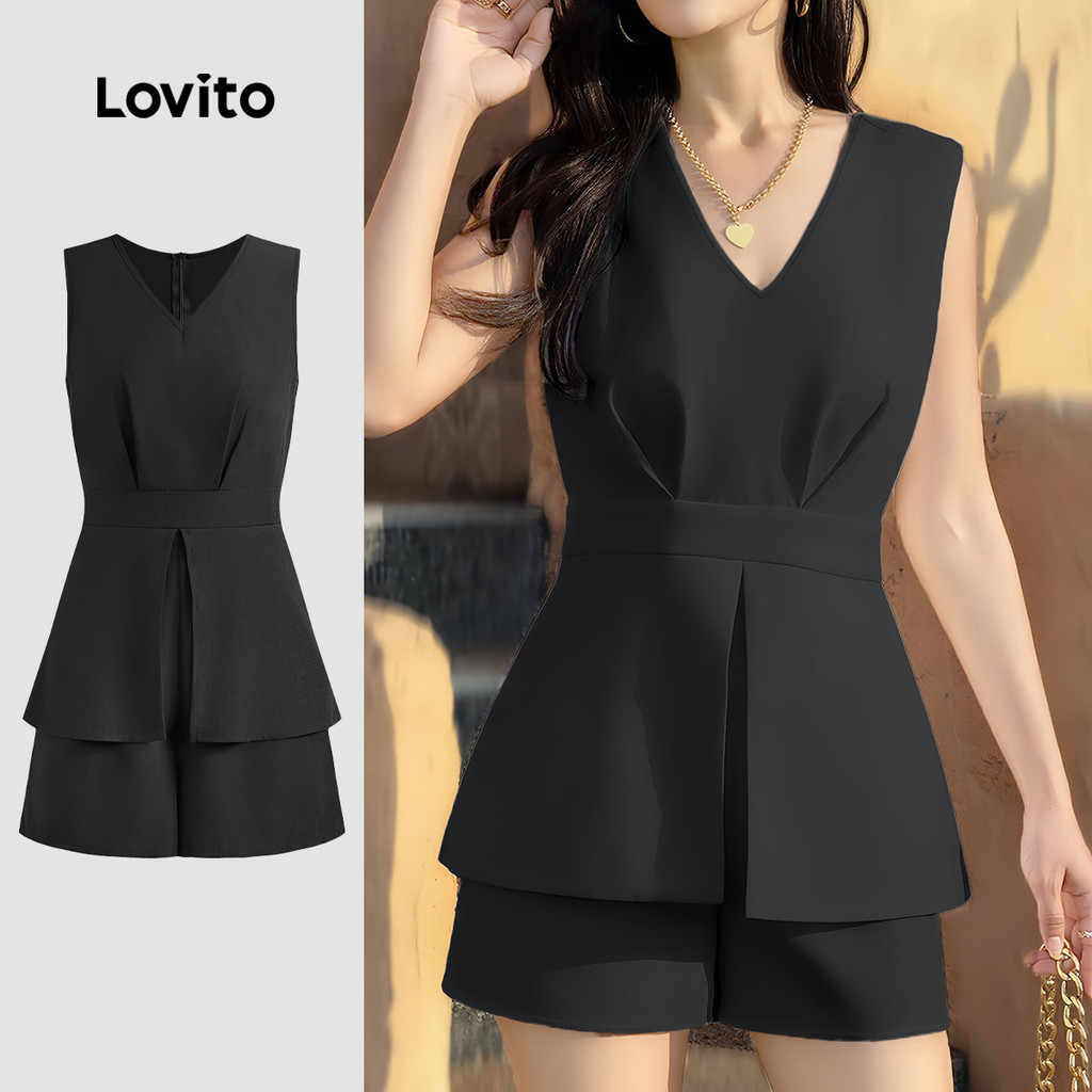 Lovito Macacão Feminino Elegante Estrutura Lisa Linha Verão/primavera L128ED624 - Oferta na Shopee