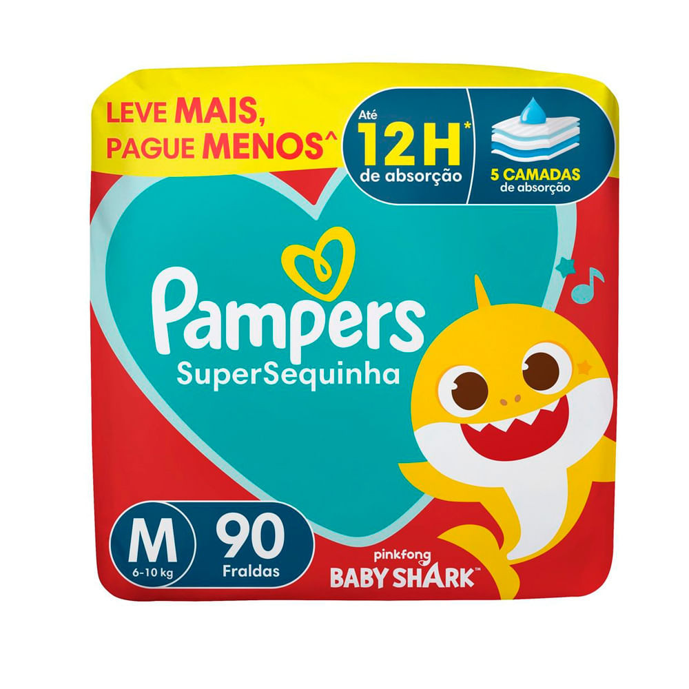 Fralda Pampers Supersequinha Tamanho M 90 Unidades Descartáveis - Oferta na Shopee