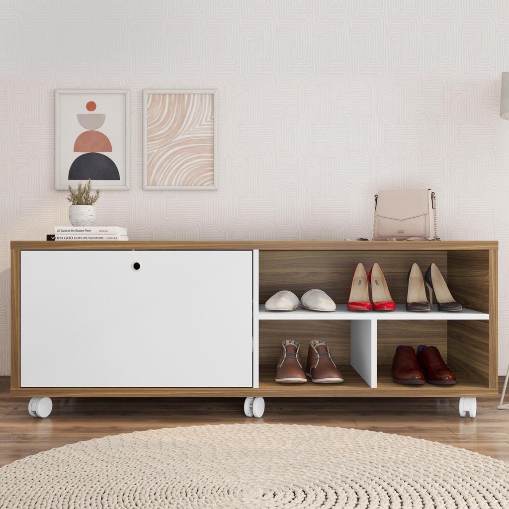 Sapateira Recamier porta basculante com rodízios Estilo Sapateira Recamier porta basculante com rodízios Estilo - Oferta na Shopee