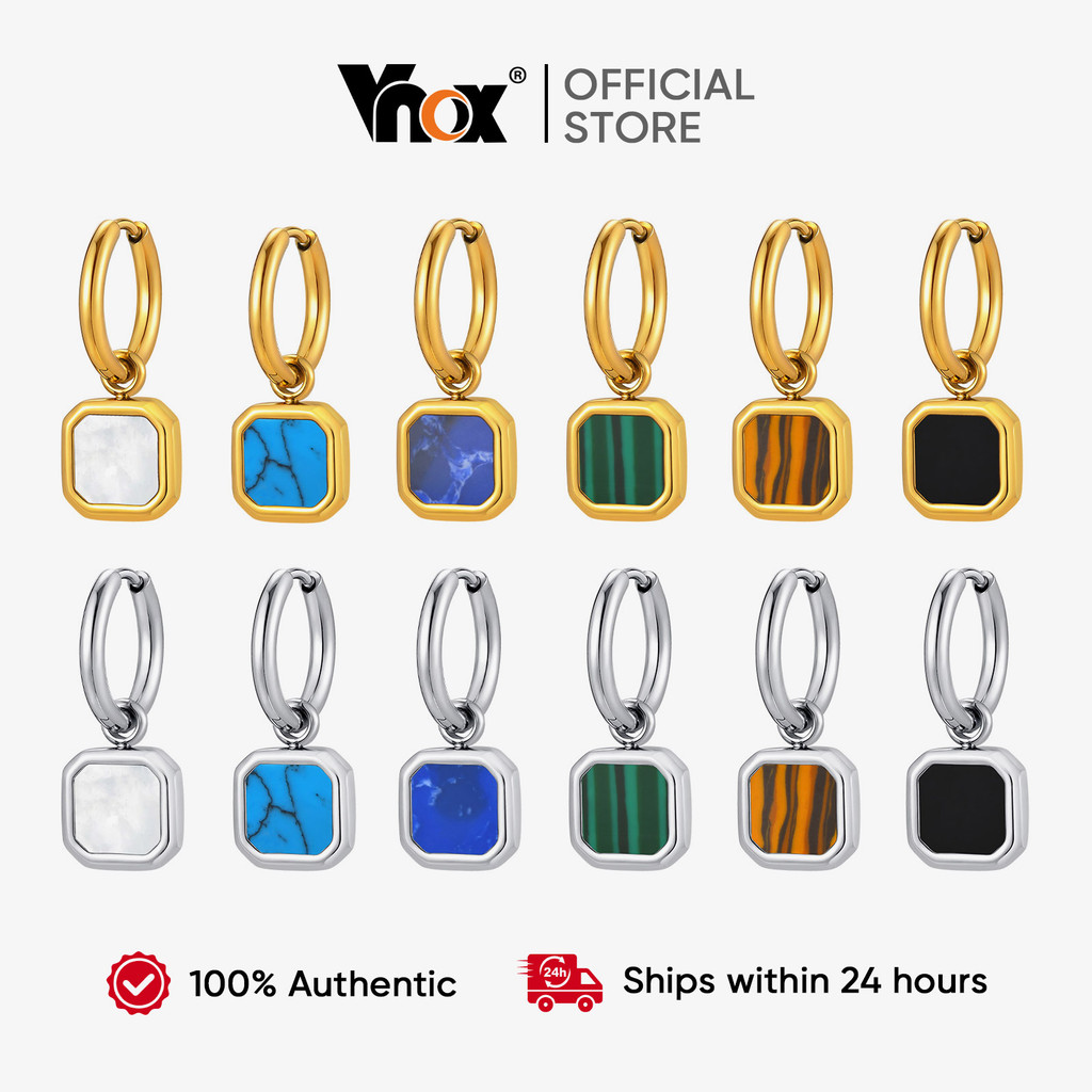 Brincos De Pedra Natural Dourada Vnox À Prova D'água E Antimanchas Vintage Gotas Boho Joias Minimalistas Hipoalergênicas - Oferta na Shopee