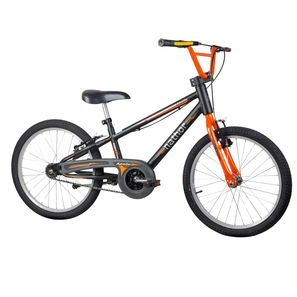 Bicicleta Infantil Aro 20" Apollo Preto e Laranja Nathor - 101200160015 - Oferta na Shopee
