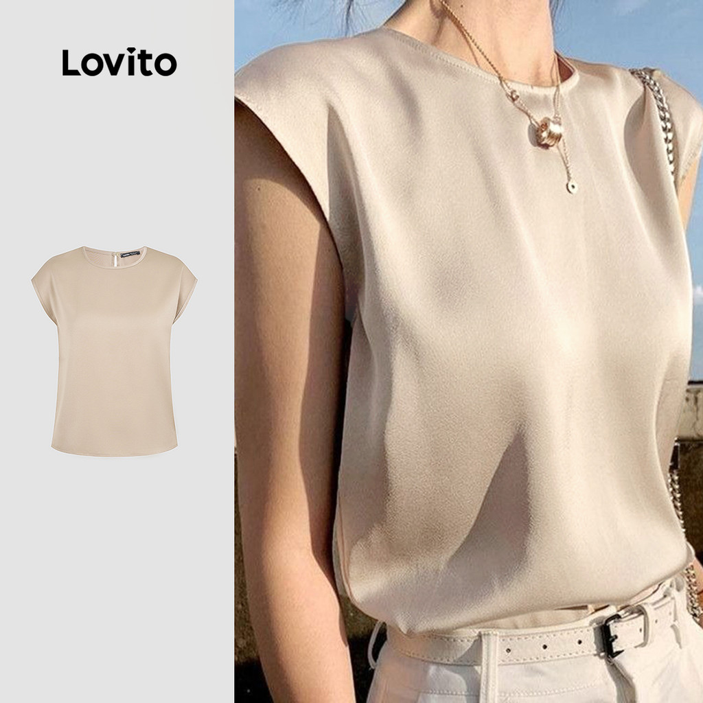 Lovito Blusa Elegante de Linha Estruturada Primavera/verão Blusa Champagne para Mulheres L143ED193 Lovito Blusa Elegante de Linha Estruturada Primavera/verão Blusa Champagne para Mulheres L143ED193 - Oferta na Shopee