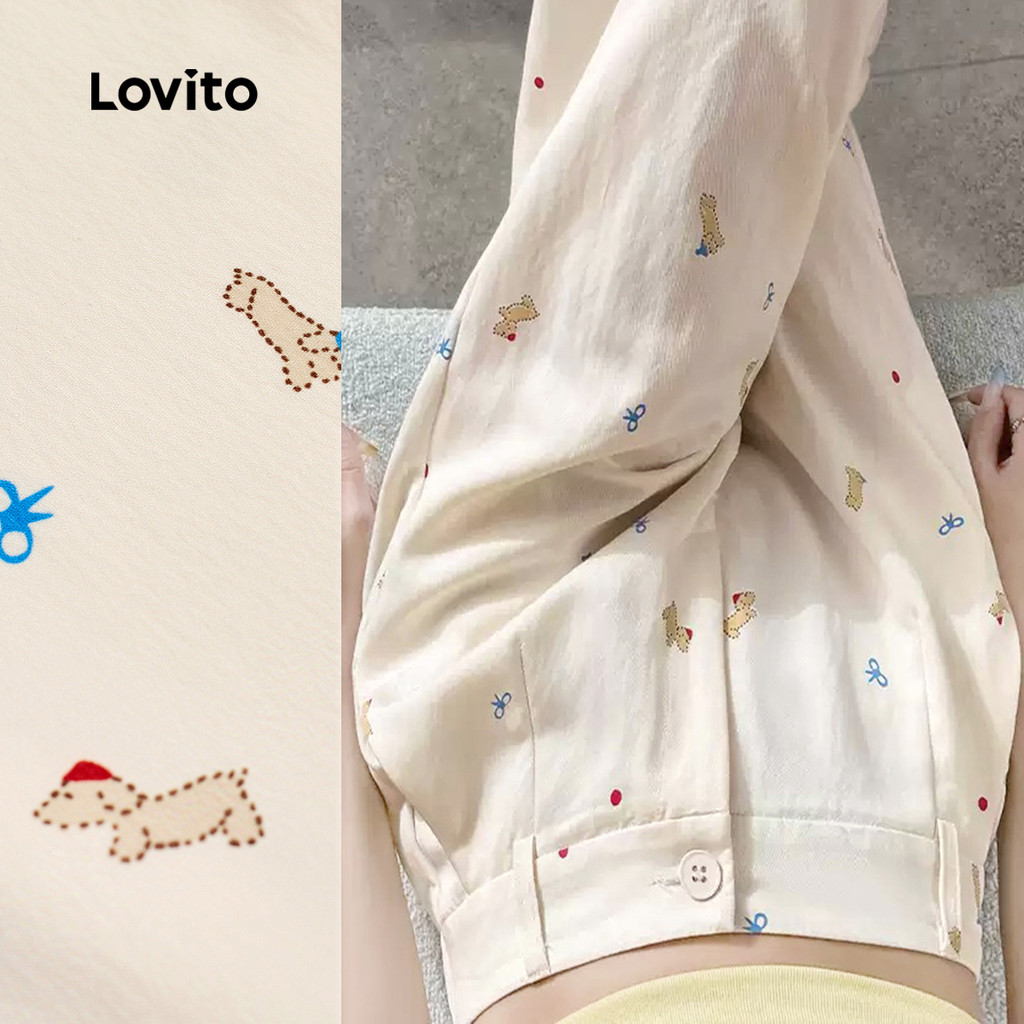 Lovito Calça Feminina Casual De Verão/primavera Com Bolso Falso Para Todas As Estações Cor Off-white L144AD012 - Oferta na Shopee