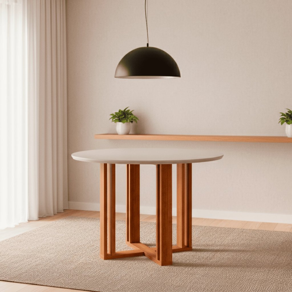 Mesa para Sala de Jantar com Vidro Redonda 1090cm Flora Mesa para Sala de Jantar com Vidro Redonda 1090cm Flora - Oferta na Shopee