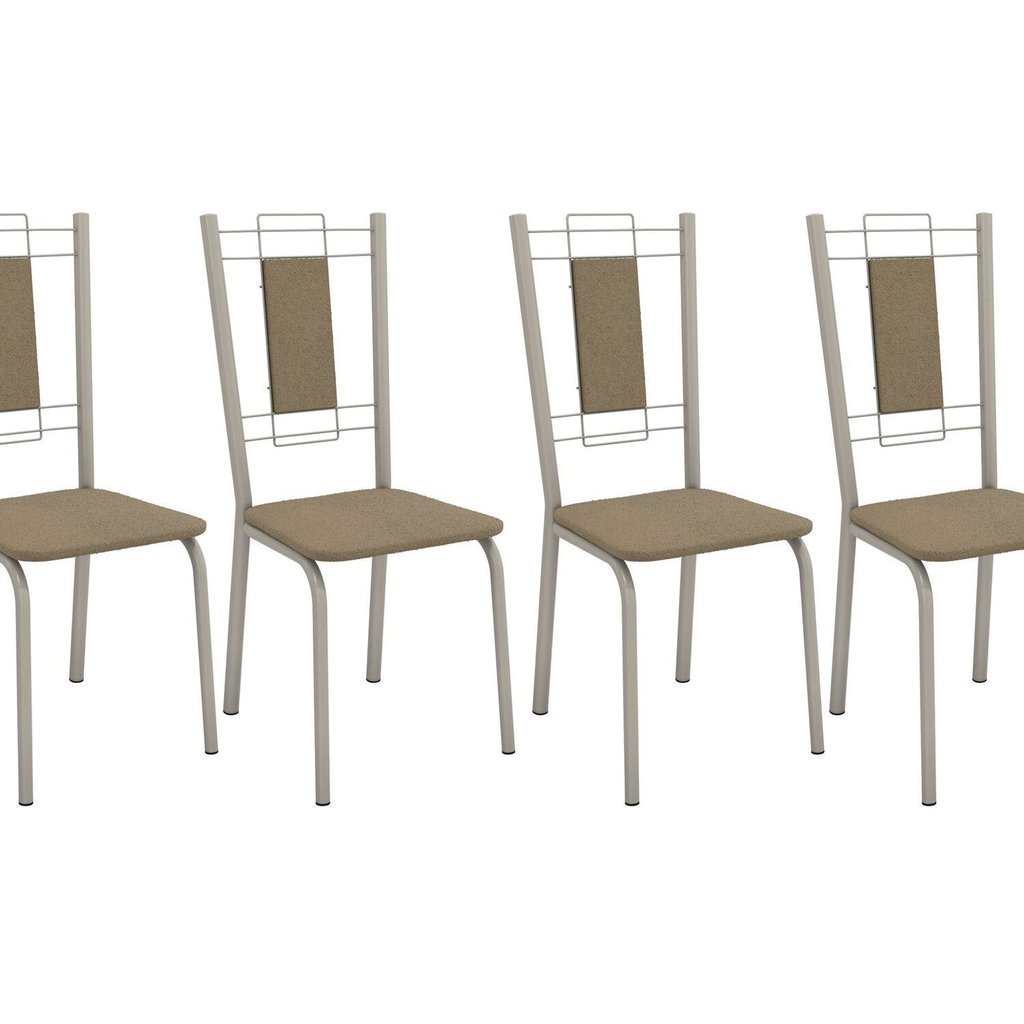 Conjunto 4 Cadeiras para Sala de Jantar Florença Metal Nickel/Bege Conjunto 4 Cadeiras para Sala de Jantar Florença Metal Nickel/Bege - Oferta na Shopee