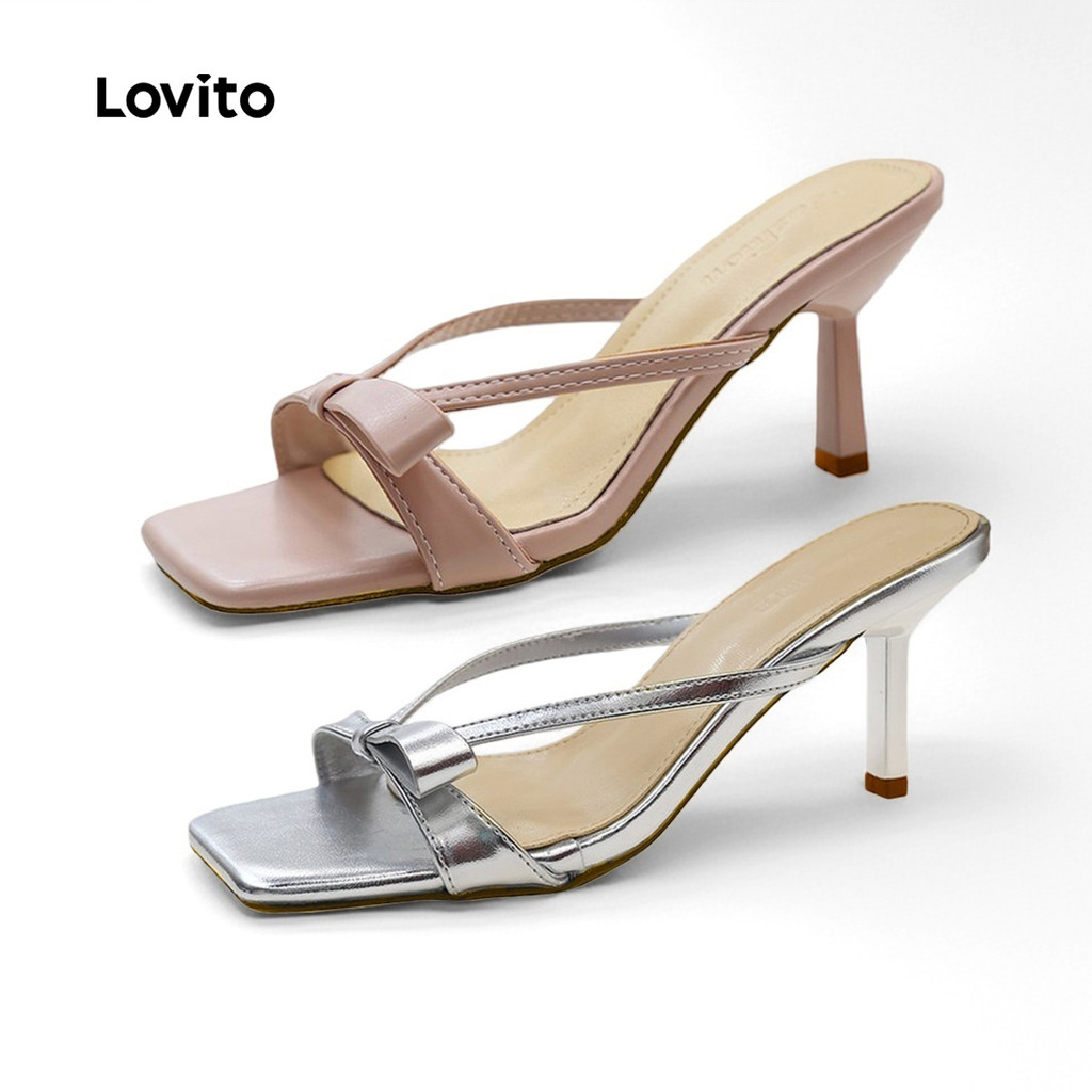 Lovito Elegante Arco Liso Gatinho Saltos Nus Bombas De Escritório Fairycore Salto Quadrado Para Mulher LFA82143 - Oferta na Shopee