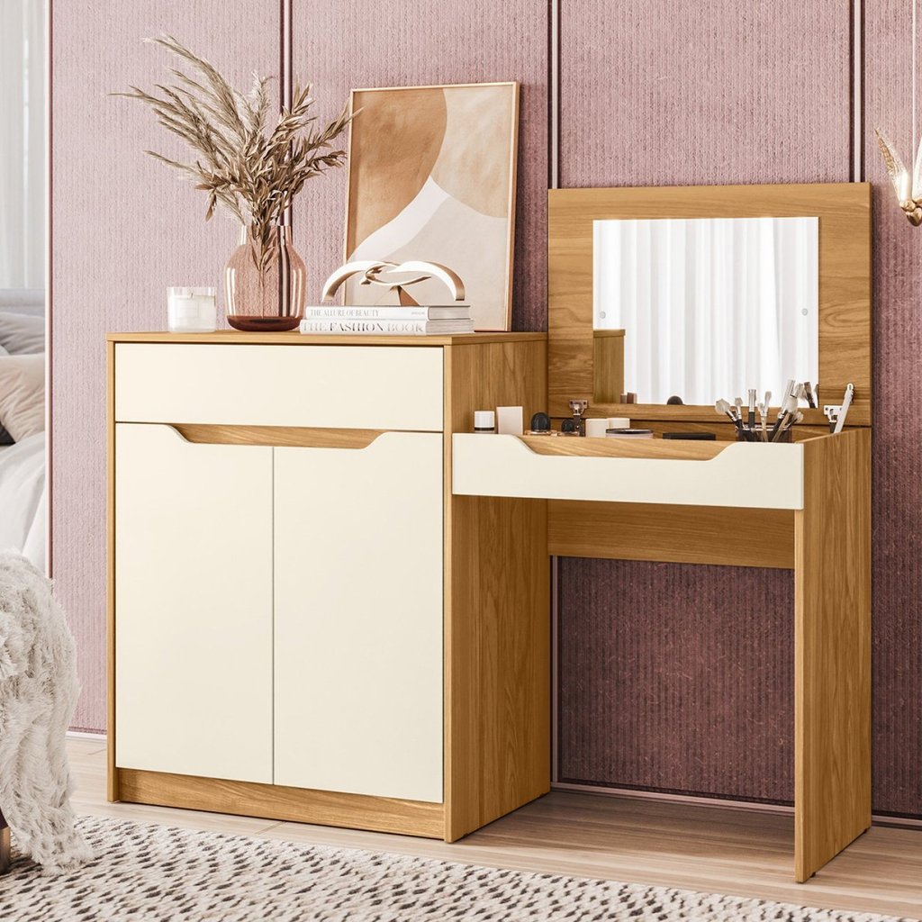 Penteadeira Escrivaninha 2 Portas 1 Gaveta Trend Cinamomo/Off White Penteadeira Escrivaninha 2 Portas 1 Gaveta Trend Cinamomo/Off White - Oferta na Shopee