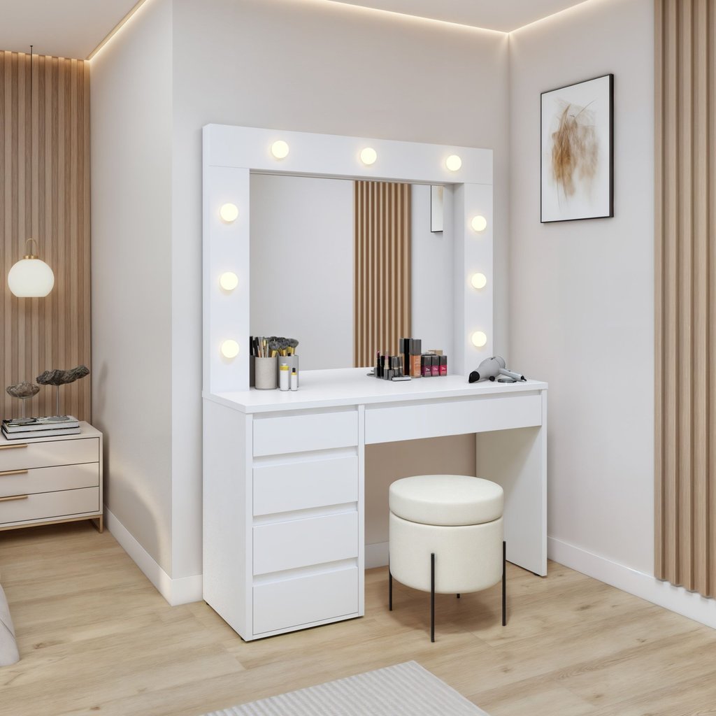Penteadeira Camarim 100% MDF 184 X 136cm Anne Branco Acetinado Penteadeira Camarim 100% MDF 184 X 136cm Anne Branco Acetinado - Oferta na Shopee