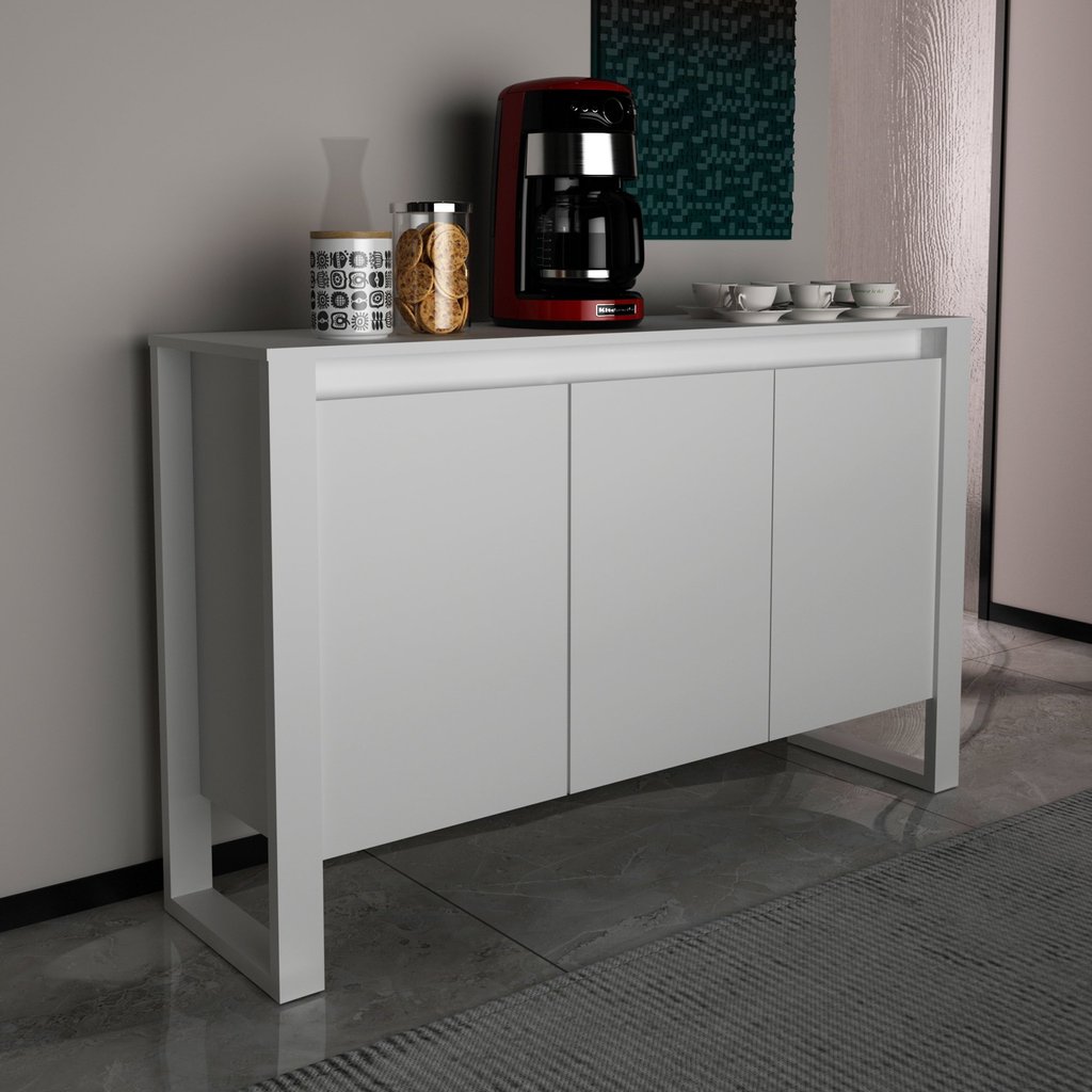 Balcão para Escritório 136cm com 3 Portas e 1 Prateleira ME4147 Branco Balcão para Escritório 136cm com 3 Portas e 1 Prateleira ME4147 Branco - Oferta na Shopee