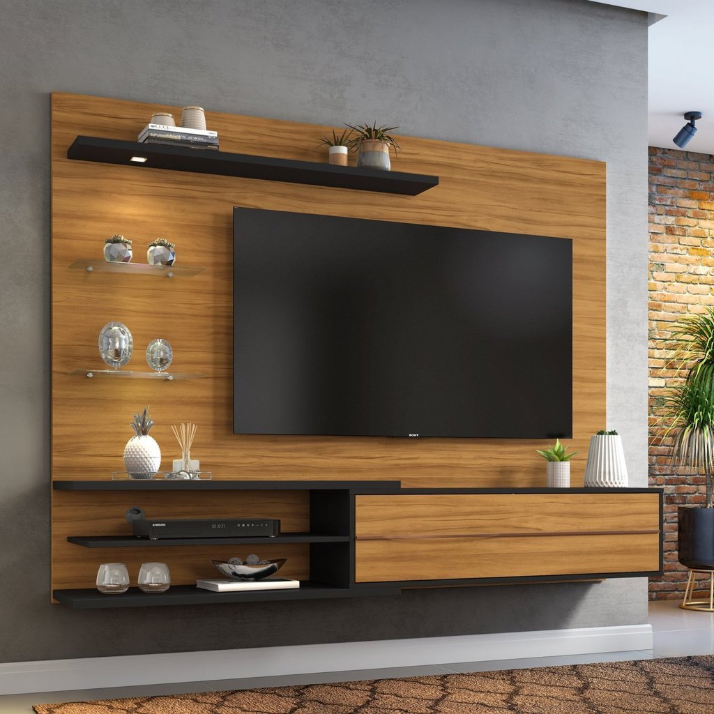Painel para TV até 60 Polegadas 1 Porta 3 Prateleiras NT 1115 Freijó Trend/Preto TX Painel para TV até 60 Polegadas 1 Porta 3 Prateleiras NT 1115 Freijó Trend/Preto TX - Oferta na Shopee