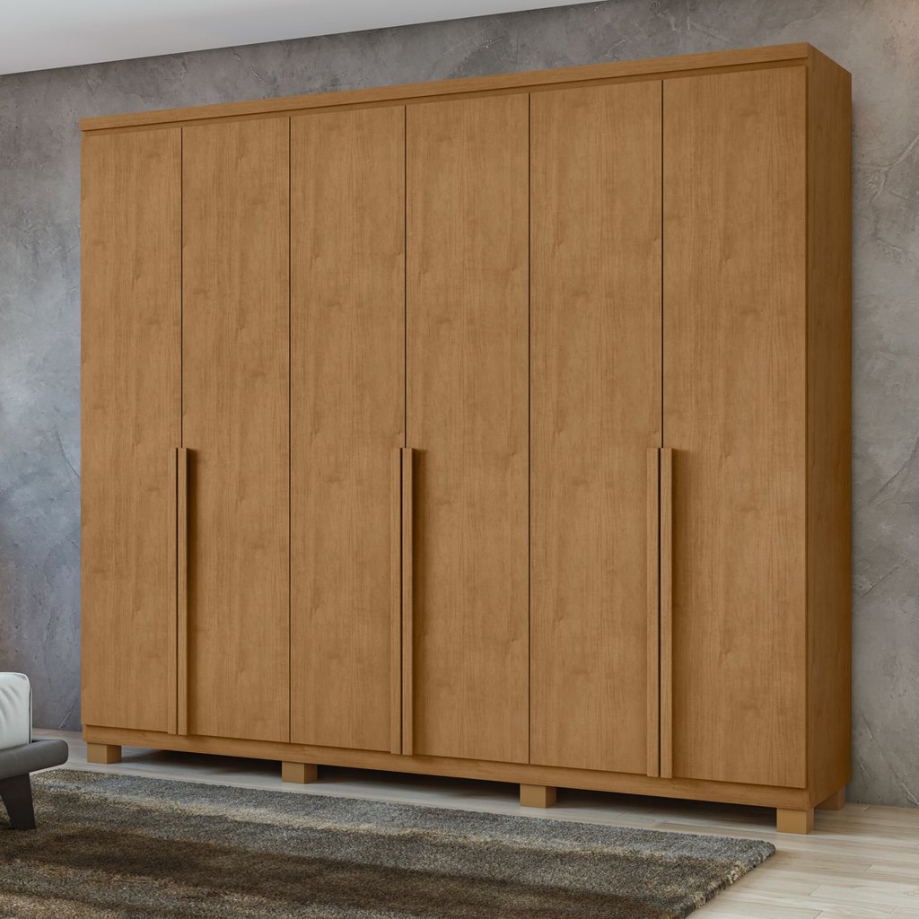 Guarda-roupa 6 Portas 4 Gavetas 100% Mdf Alonzo com Pés Amêndoa Clean Guarda-roupa 6 Portas 4 Gavetas 100% Mdf Alonzo com Pés Amêndoa Clean - Oferta na Shopee