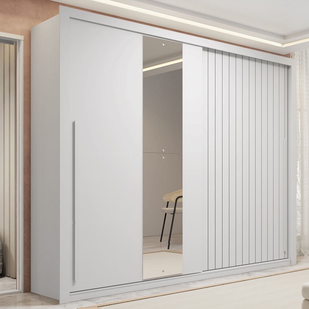 Guarda-roupa Casal Ripado com Espelhos 2 Portas e 4 Gavetas Suburban Gold Espresso Móveis Branco Guarda-roupa Casal Ripado com Espelhos 2 Portas e 4 Gavetas Suburban Gold Espresso Móveis Branco - Oferta na Shopee