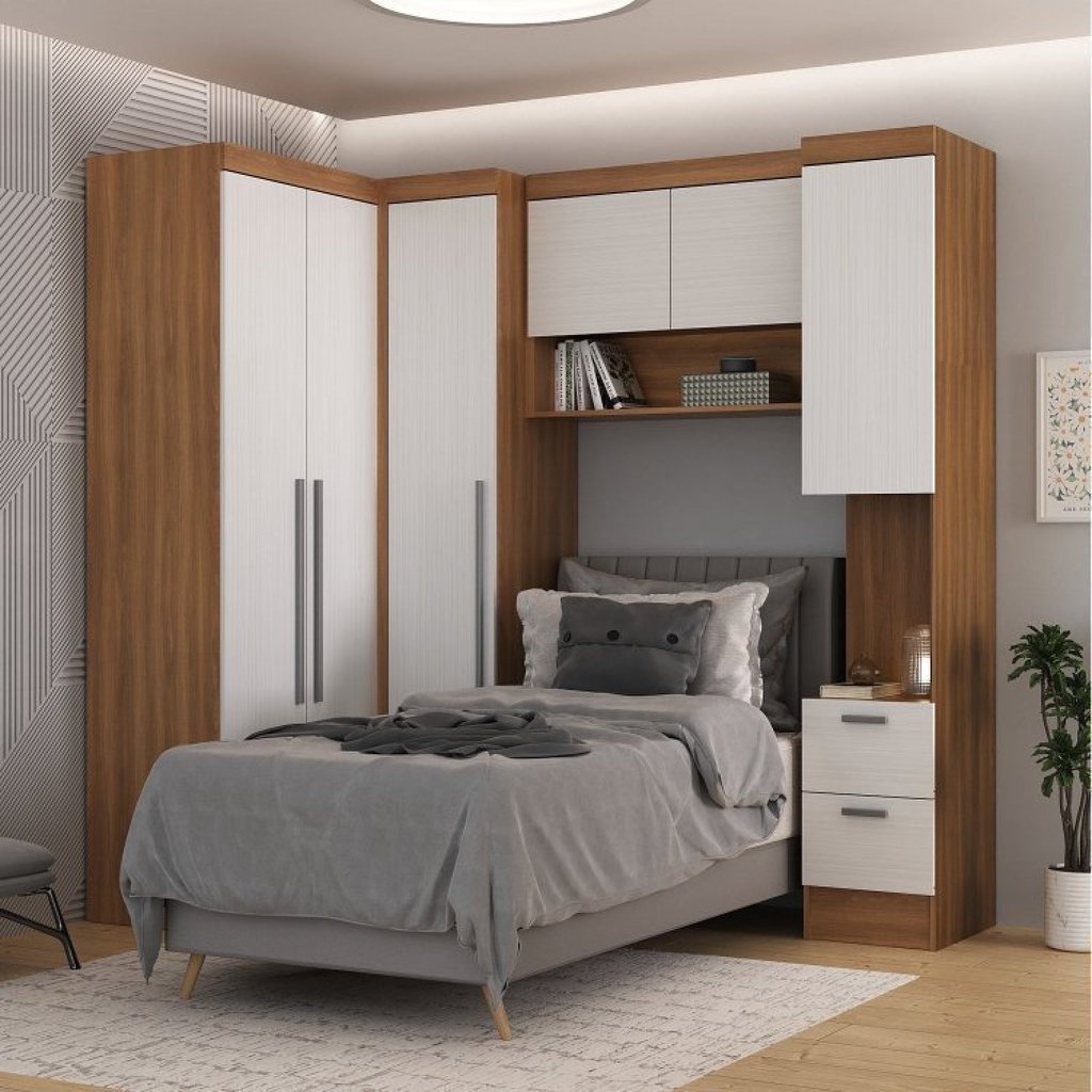 Guarda-roupa Modulado Viena 6 Portas 6 Gavetas 4 Peças Espresso Móveis Branco/Nogal Guarda-roupa Modulado Viena 6 Portas 6 Gavetas 4 Peças Espresso Móveis Branco/Nogal - Oferta na Shopee