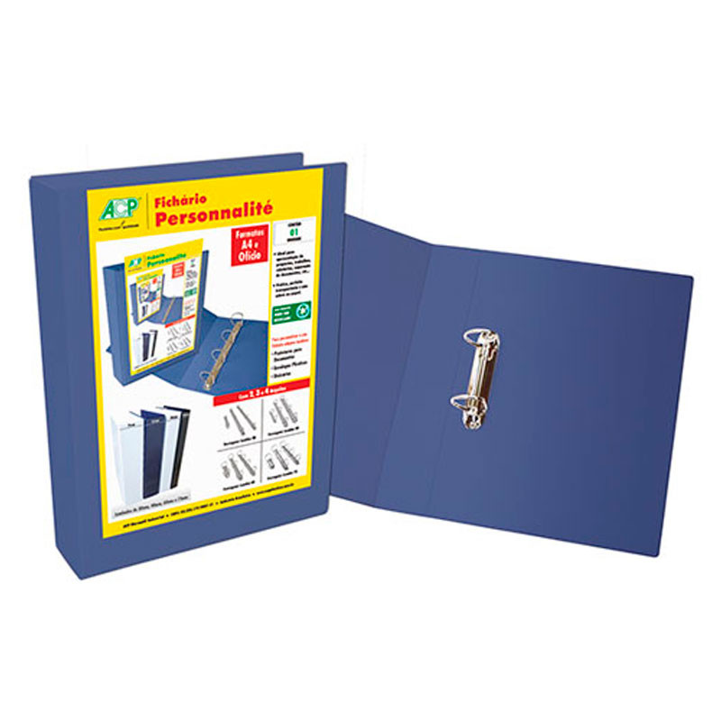 Fichário revestido com cristal oficio azul 60mm 3260AZ com 2 argolas ACP - Oferta na Shopee