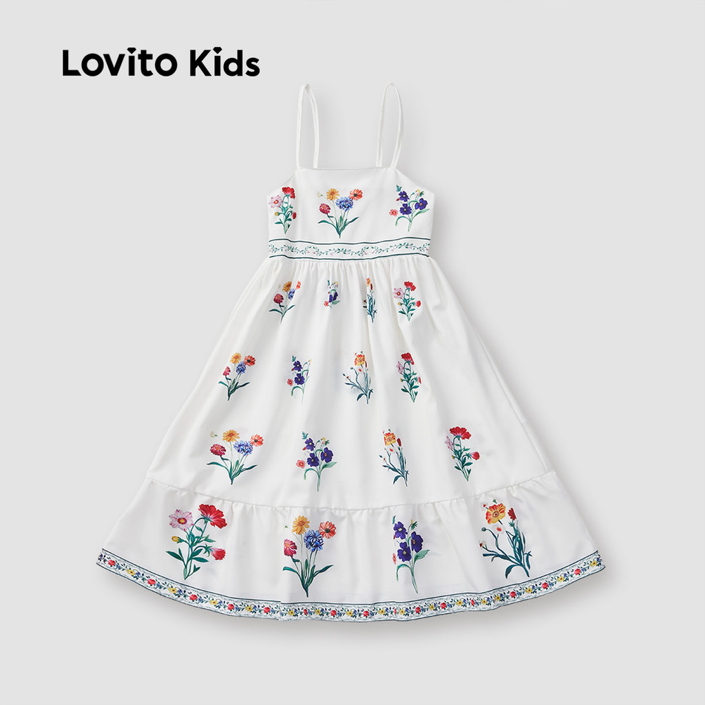 (BKF3) Lovito Kids Vestido Fofo com Franzido para Menina Ideal para primavera/verão L153ED169 - Oferta na Shopee
