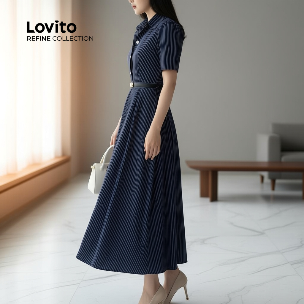 Lovito Refine Vestido Feminino Elegante Evangélico Com Botões Frontais E Zíper Azul Escuro Para Primavera Verão LR23L066 Lovito Refine Vestido Feminino Elegante Evangélico Com Botões Frontais E Zíper Azul Escuro Para Primavera Verão LR23L066 - Oferta na Shopee