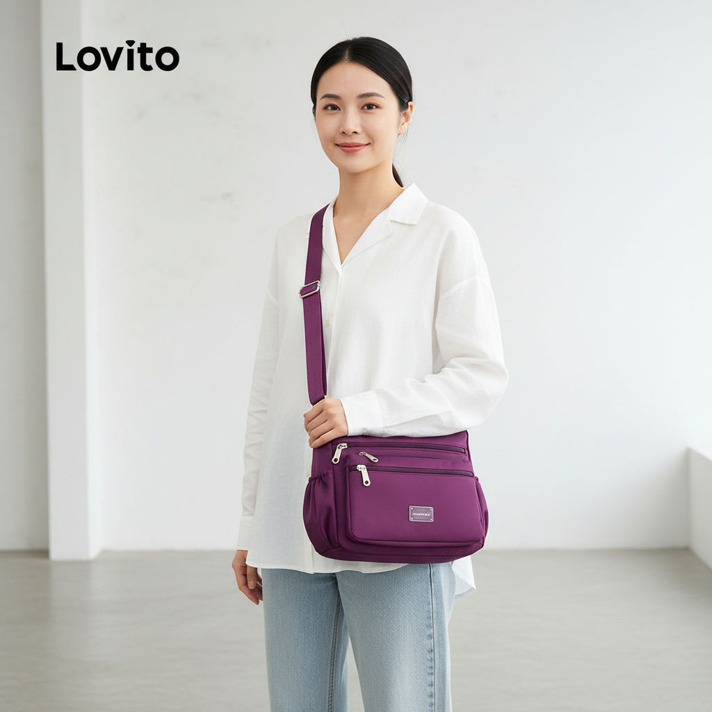 Lovito Refine Bolsa Pequena Casual com Diversos Bolsos para Ombro Feminina LFA90436 - Oferta na Shopee