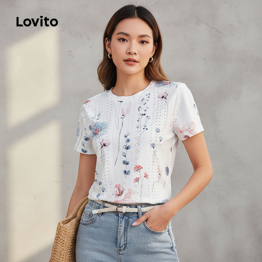 Lovito Refine Blusa Boho Jacquard Estampa Floral Feminina Verão Primavera LBL18859 Lovito Refine Blusa Boho Jacquard Estampa Floral Feminina Verão Primavera LBL18859 - Oferta na Shopee