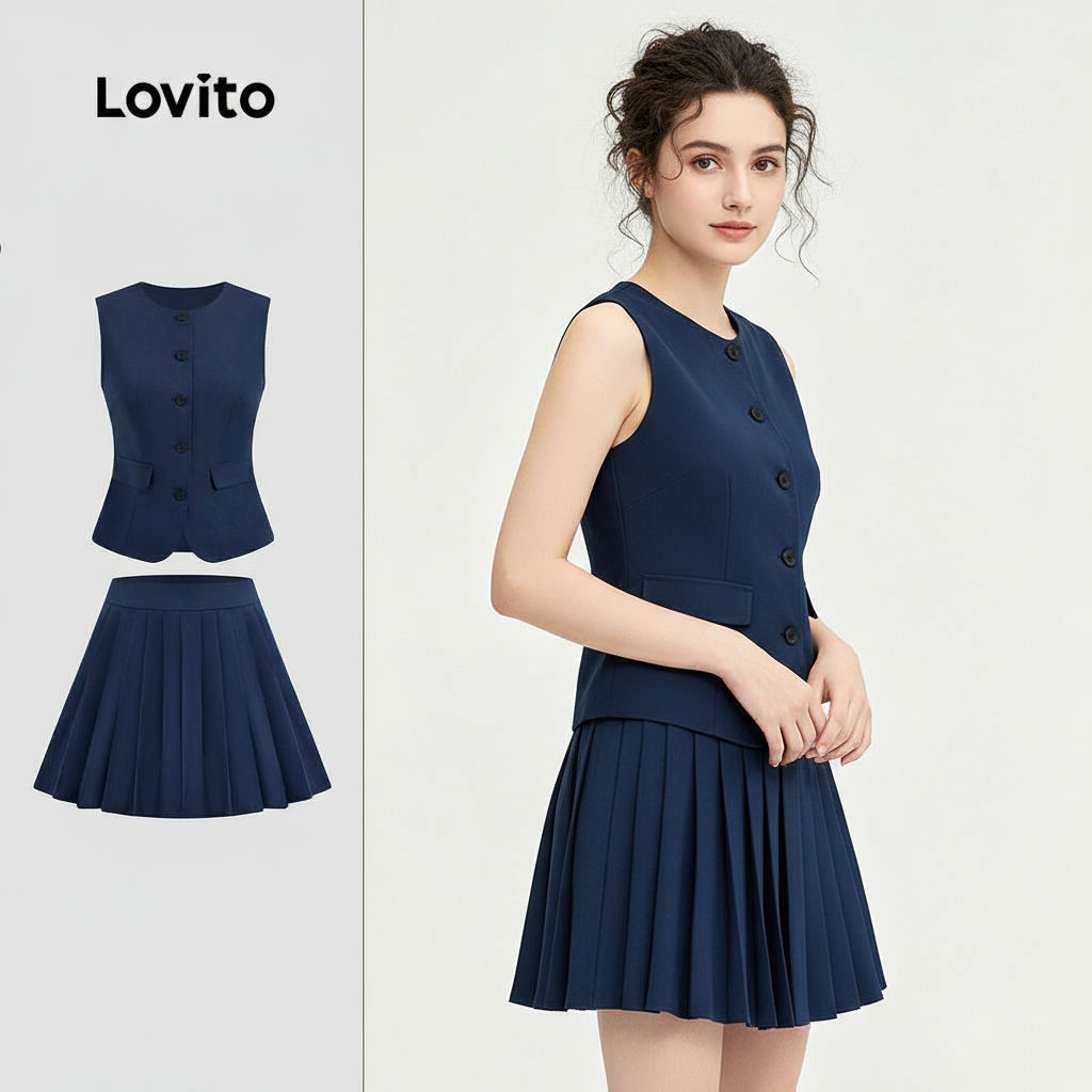 Lovito Tops ou Calças Casuais com Pregas para Primavera/verão para Mulheres L143ED2546 - Oferta na Shopee