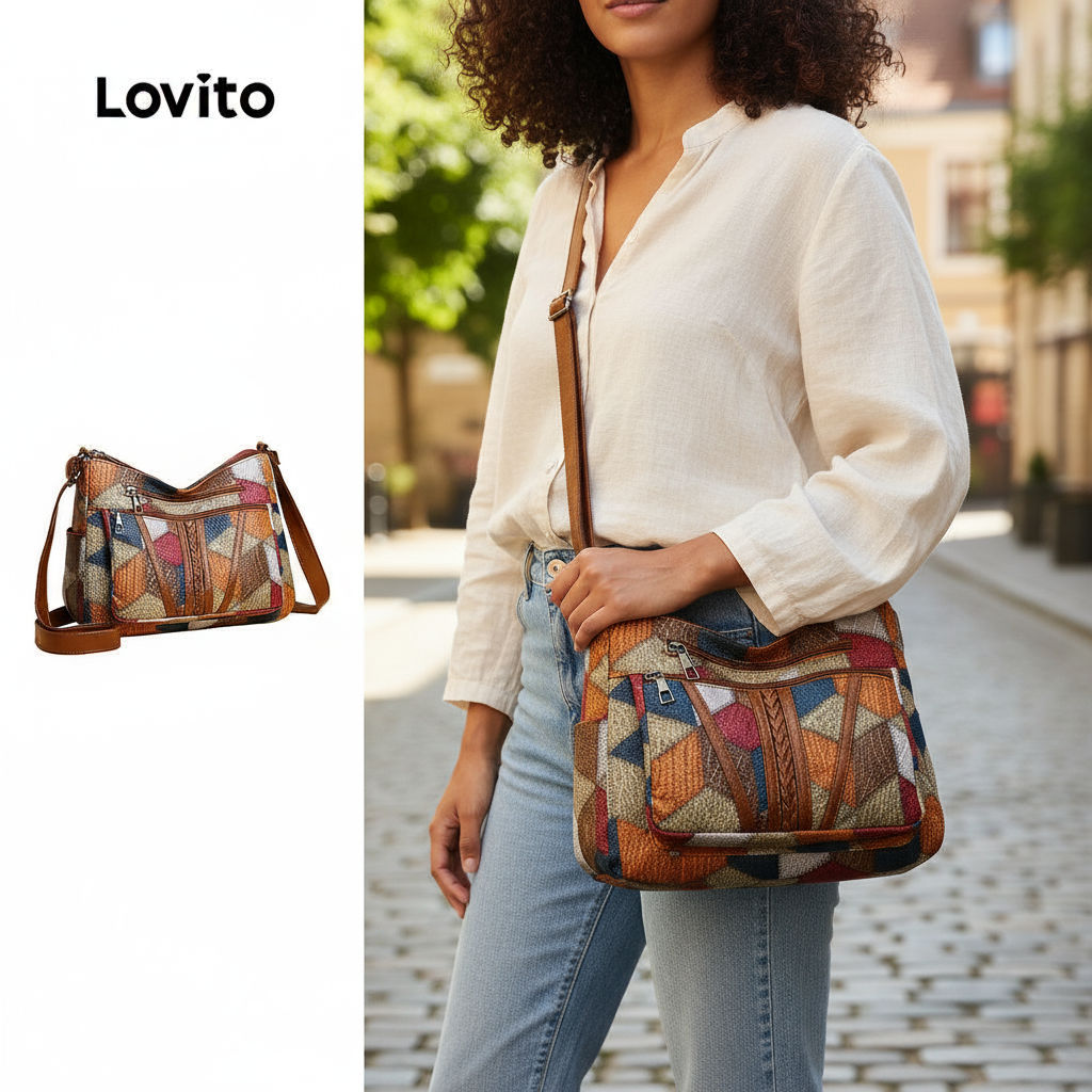 Lovito Bagagem de Ombro Pequena de Arte Casual em Patchwork para mulheres LFA903302 - Oferta na Shopee