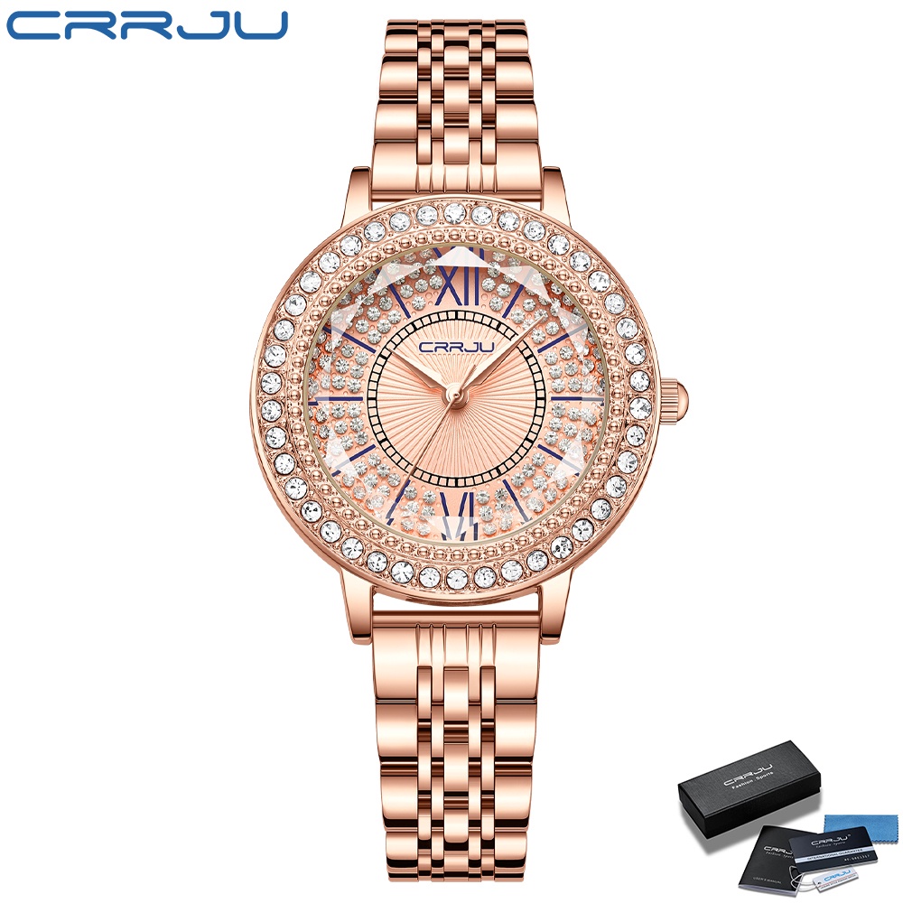 CRRJU Relógio Original Feminino Discagem De Luxo Moda Simples Com Diamante Business Elegante Quartzo Aço Inoxidável À Prova D'água 5001 - Oferta na Shopee