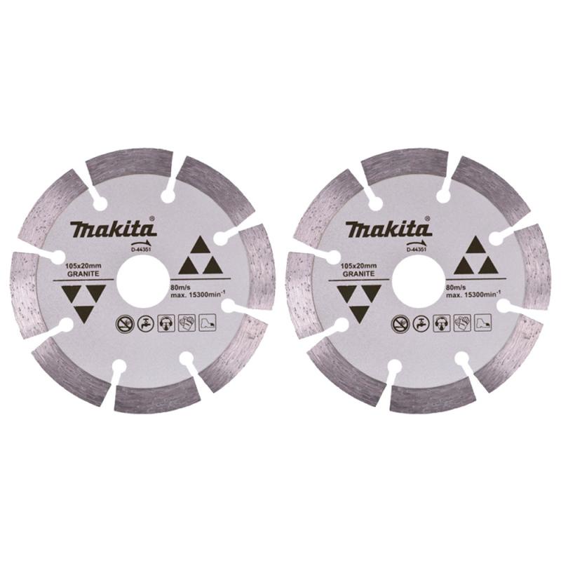 Disco de Corte Diamantado 4.1/8 POL 105 MM para Granito D-44351 com 2 Unidades MAKITA Disco de Corte Diamantado 4.1/8 POL 105 MM para Granito D-44351 com 2 Unidades MAKITA